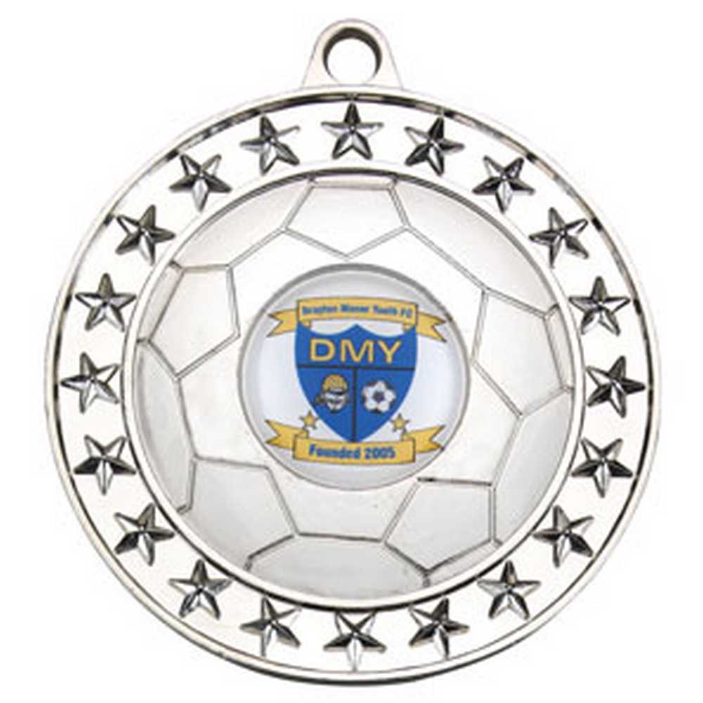 FOOTBALL MEDAL LARGE (1in CENTRE) SILV - 2.75in - Optimum Teamwear
