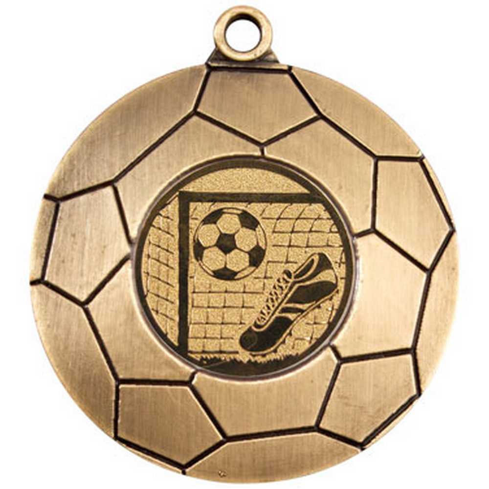 DOMED FOOTBALL MEDAL (1in CENTRE) ANTIQUE GOLD - 2in - Optimum Teamwear