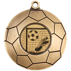 DOMED FOOTBALL MEDAL (1in CENTRE) ANTIQUE GOLD - 2in - Optimum Teamwear