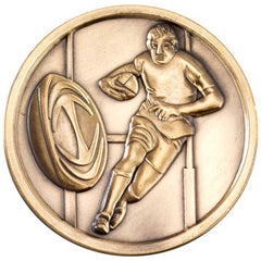 RUGBY MEDALLION ANTIQUE GOLD - 2.75in - Optimum Teamwear