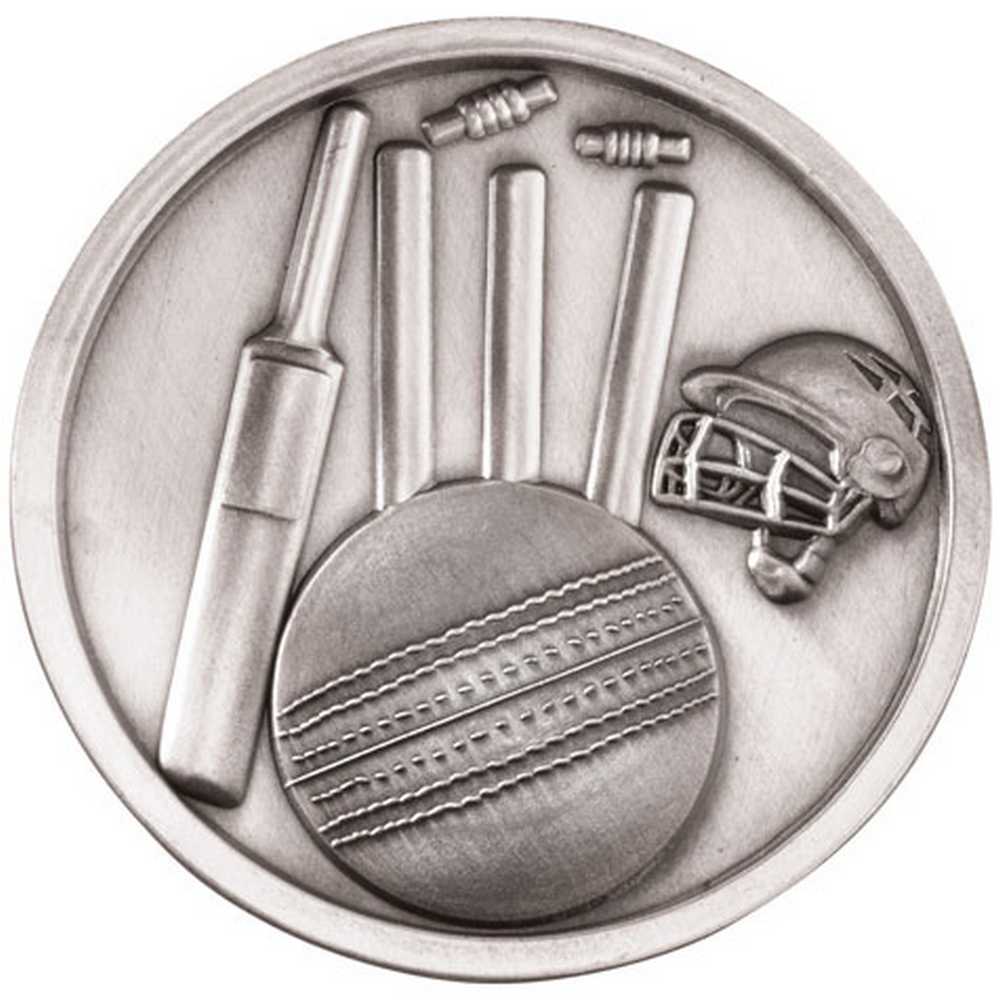 CRICKET MEDALLION ANTIQUE SILVER - 2.75in - Optimum Teamwear