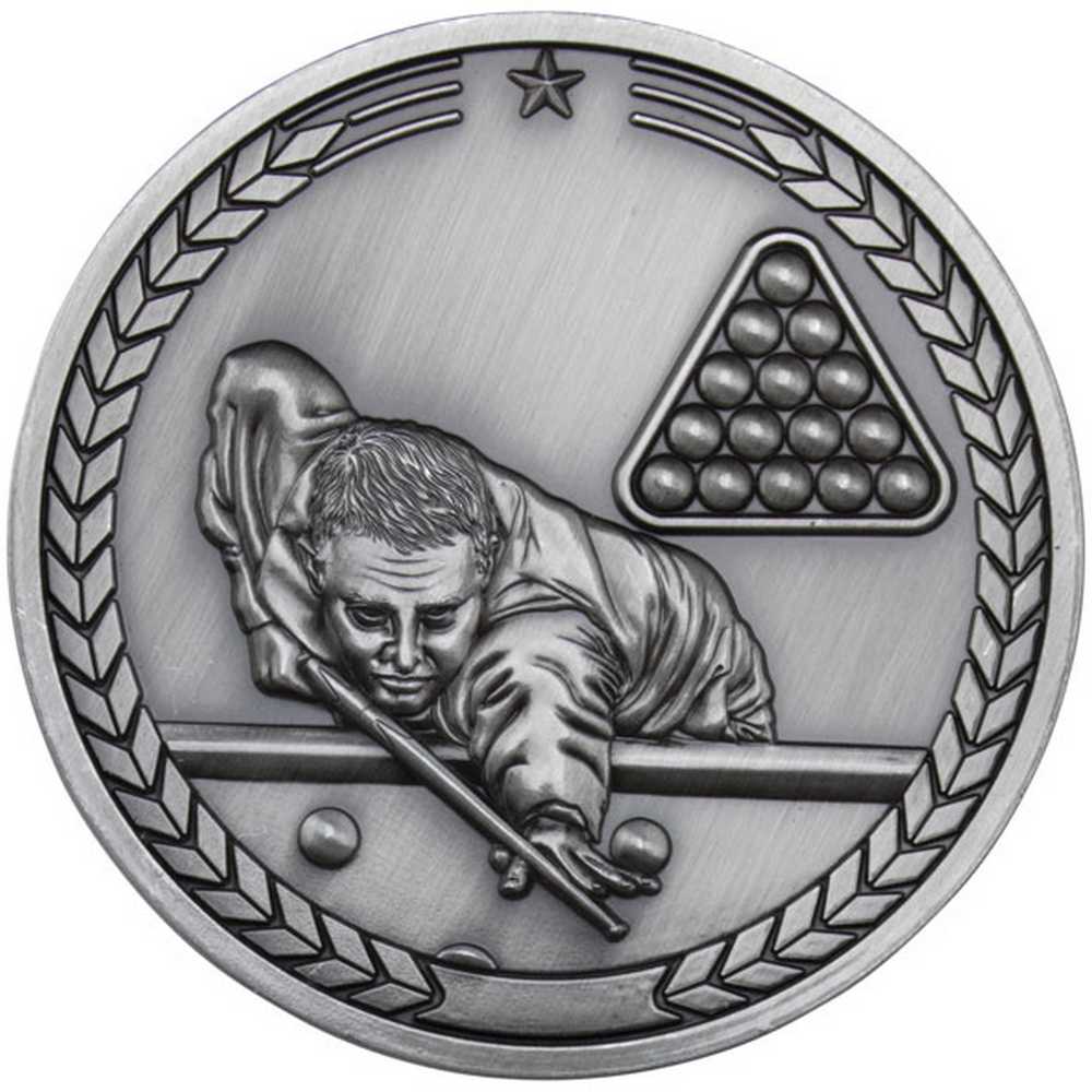 POOL/SNOOKER MEDALLION ANTIQUE SILVER - 2.75in - Optimum Teamwear