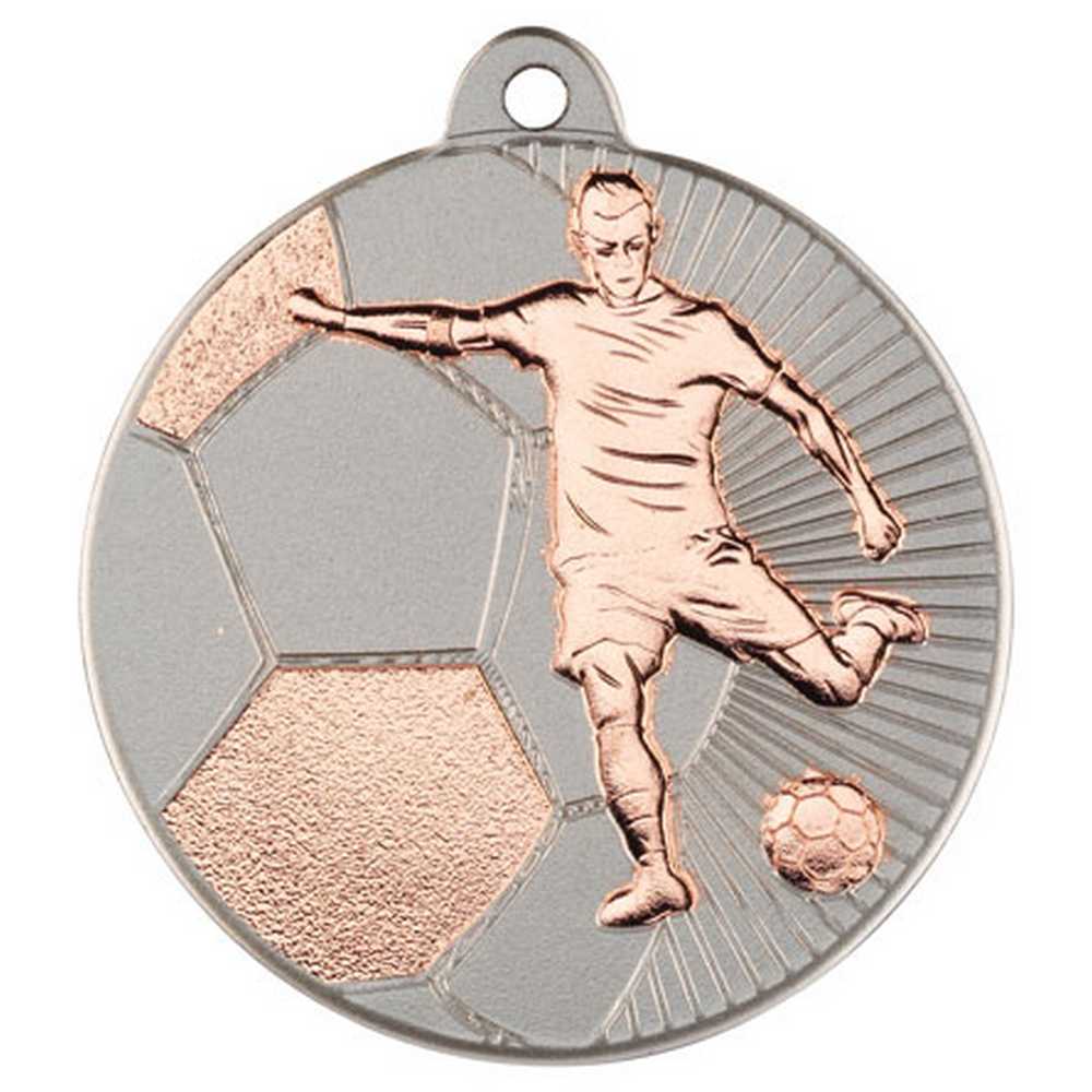 FOOTBALL TWO COLOUR MEDAL MATT SILVER/BRONZE - 2in - Optimum Teamwear