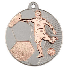 FOOTBALL TWO COLOUR MEDAL MATT SILVER/BRONZE - 2in - Optimum Teamwear