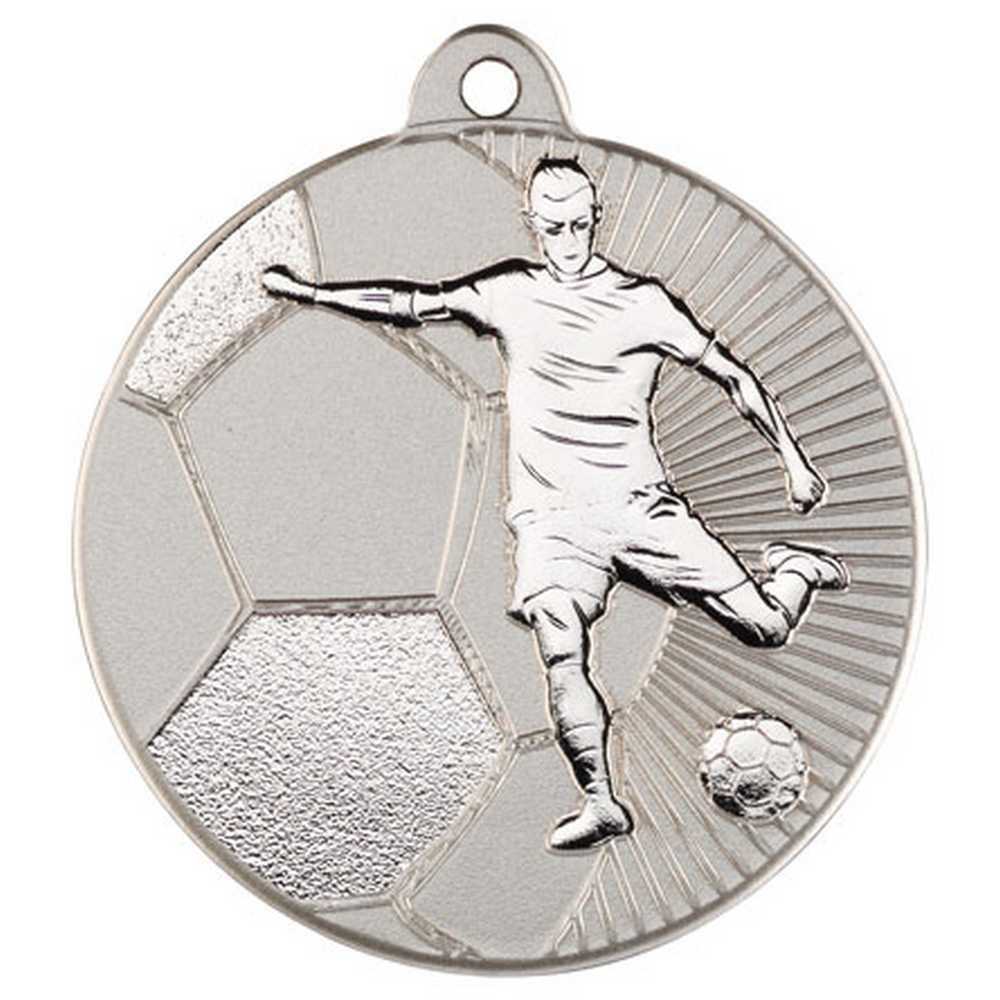 FOOTBALL TWO COLOUR MEDAL MATT SILVER/SILVER - 2in - Optimum Teamwear