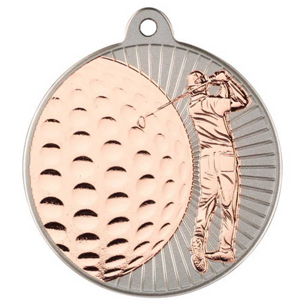 GOLF TWO COLOUR MEDAL MATT SILVER/BRONZE - 2in - Optimum Teamwear