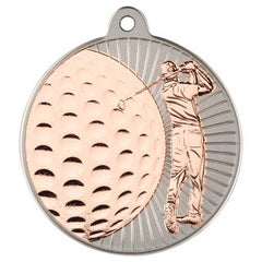 GOLF TWO COLOUR MEDAL MATT SILVER/BRONZE - 2in - Optimum Teamwear