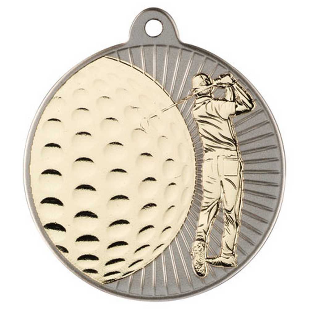 GOLF TWO COLOUR MEDAL MATT SILVER/GOLD - 2in - Optimum Teamwear
