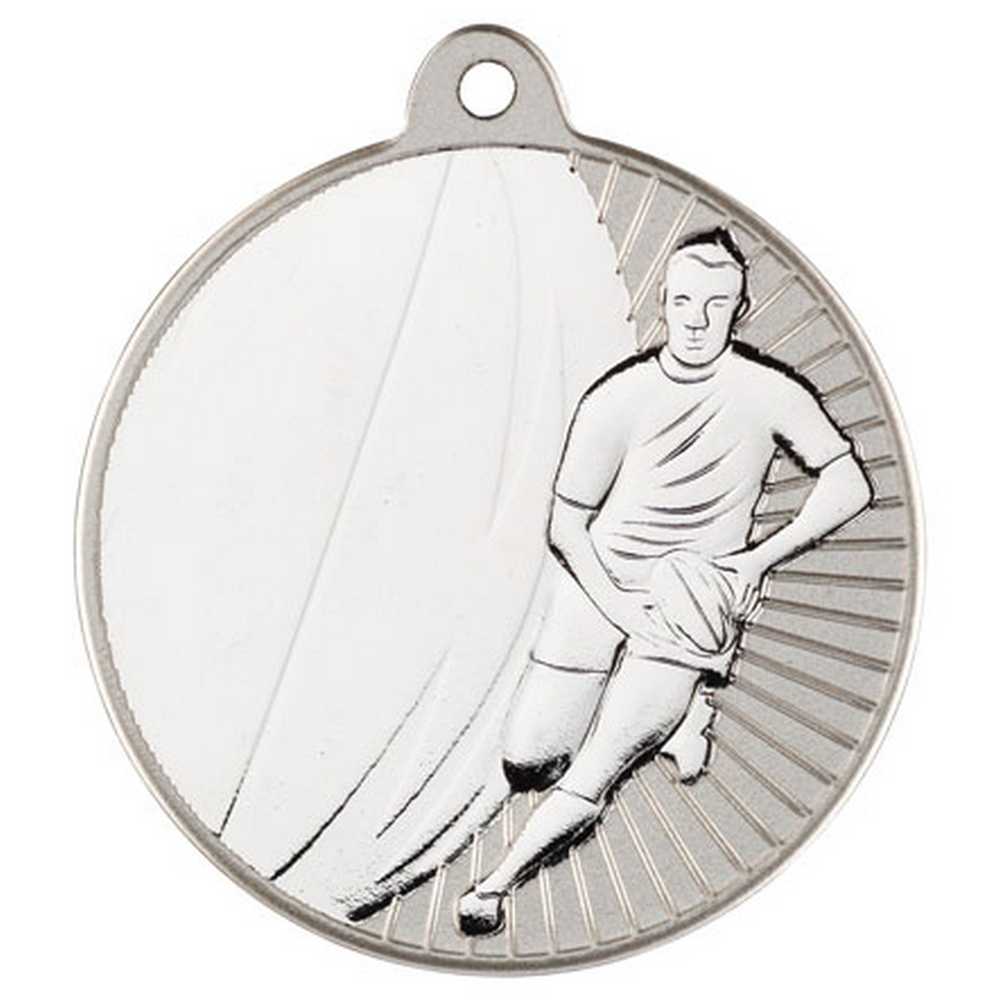 RUGBY TWO COLOUR MEDAL MATT SILVER/SILVER - 2in - Optimum Teamwear