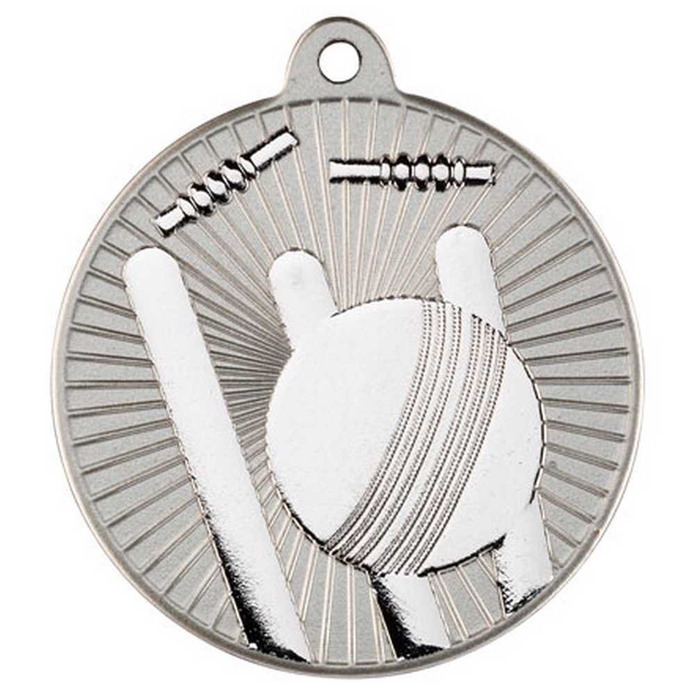 CRICKET TWO COLOUR MEDAL MATT SILVER/SILVER - 2in - Optimum Teamwear