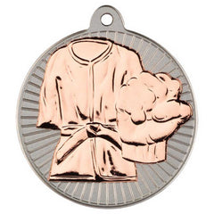 MARTIAL ARTS TWO COLOUR MEDAL MATT SILVER/BRONZE - 2in - Optimum Teamwear