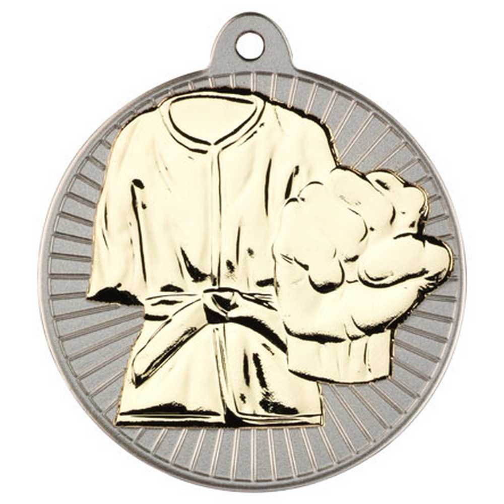 MARTIAL ARTS TWO COLOUR MEDAL MATT SILVER/GOLD - 2in - Optimum Teamwear