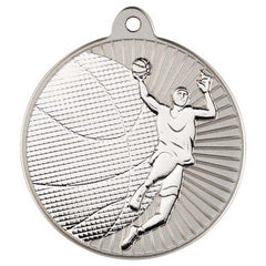 BASKETBALL TWO COLOUR MEDAL MATT SILVER/SILVER - 2in