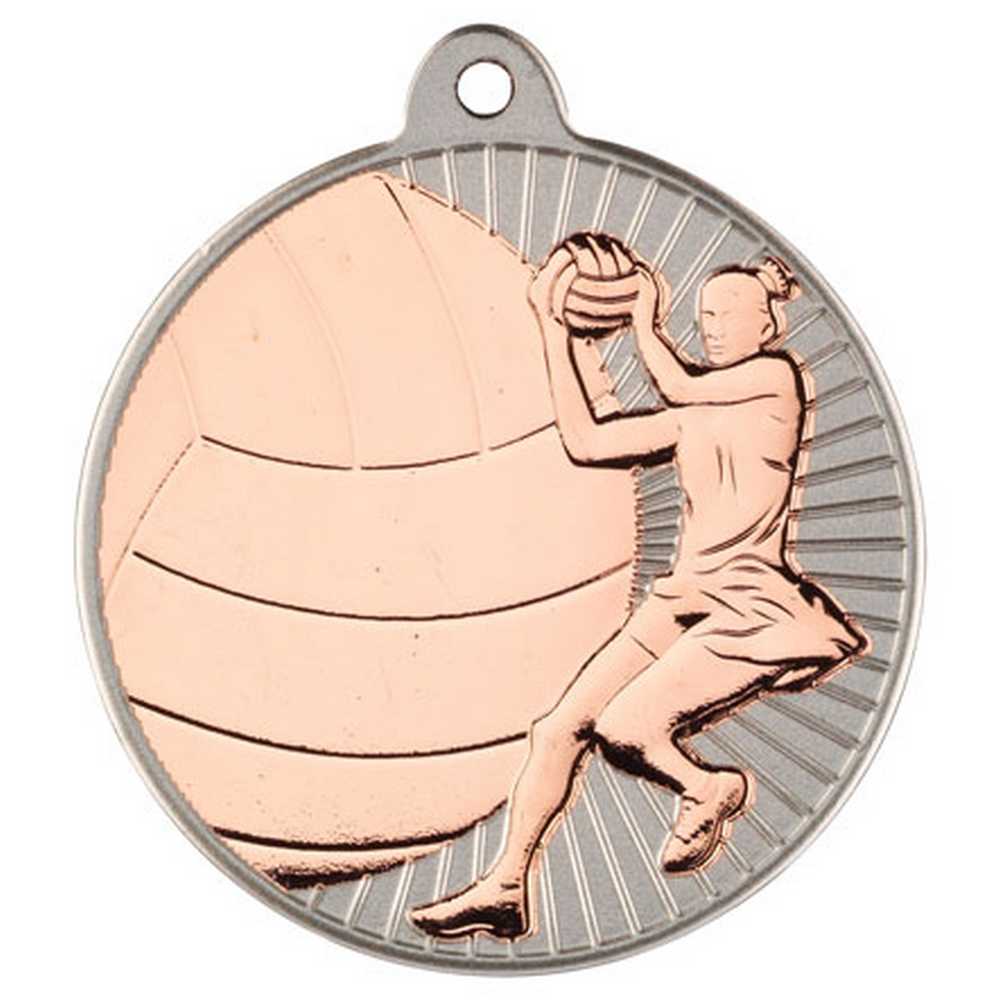 NETBALL TWO COLOUR MEDAL MATT SILVER/BRONZE - 2in - Optimum Teamwear