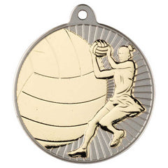 NETBALL TWO COLOUR MEDAL MATT SILVER/GOLD - 2in - Optimum Teamwear