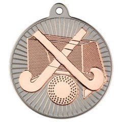 HOCKEY TWO COLOUR MEDAL MATT SILVER/BRONZE - 2in - Optimum Teamwear