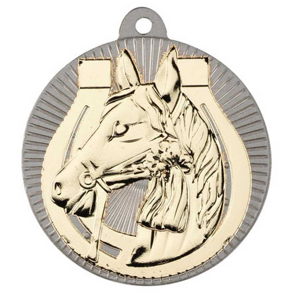 HORSE TWO COLOUR MEDAL MATT SILVER/GOLD - 2in - Optimum Teamwear