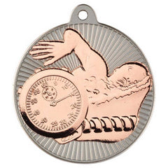 SWIMMING TWO COLOUR MEDAL MATT SILVER/BRONZE - 2in - Optimum Teamwear