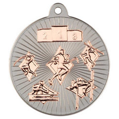 MULTI ATHLETICS TWO COLOUR MEDAL - MATT SILVER/BRONZE 2in - Optimum Teamwear