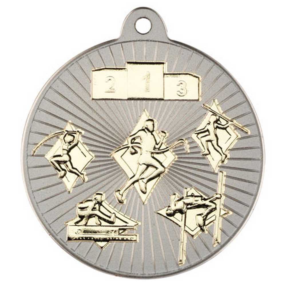 MULTI ATHLETICS TWO COLOUR MEDAL - MATT SILVER/GOLD 2in - Optimum Teamwear