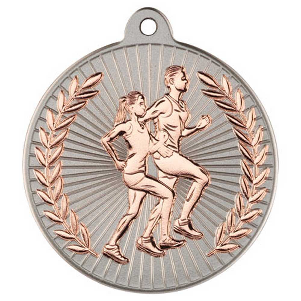 RUNNING TWO COLOUR MEDAL MATT SILVER/BRONZE - 2in - Optimum Teamwear