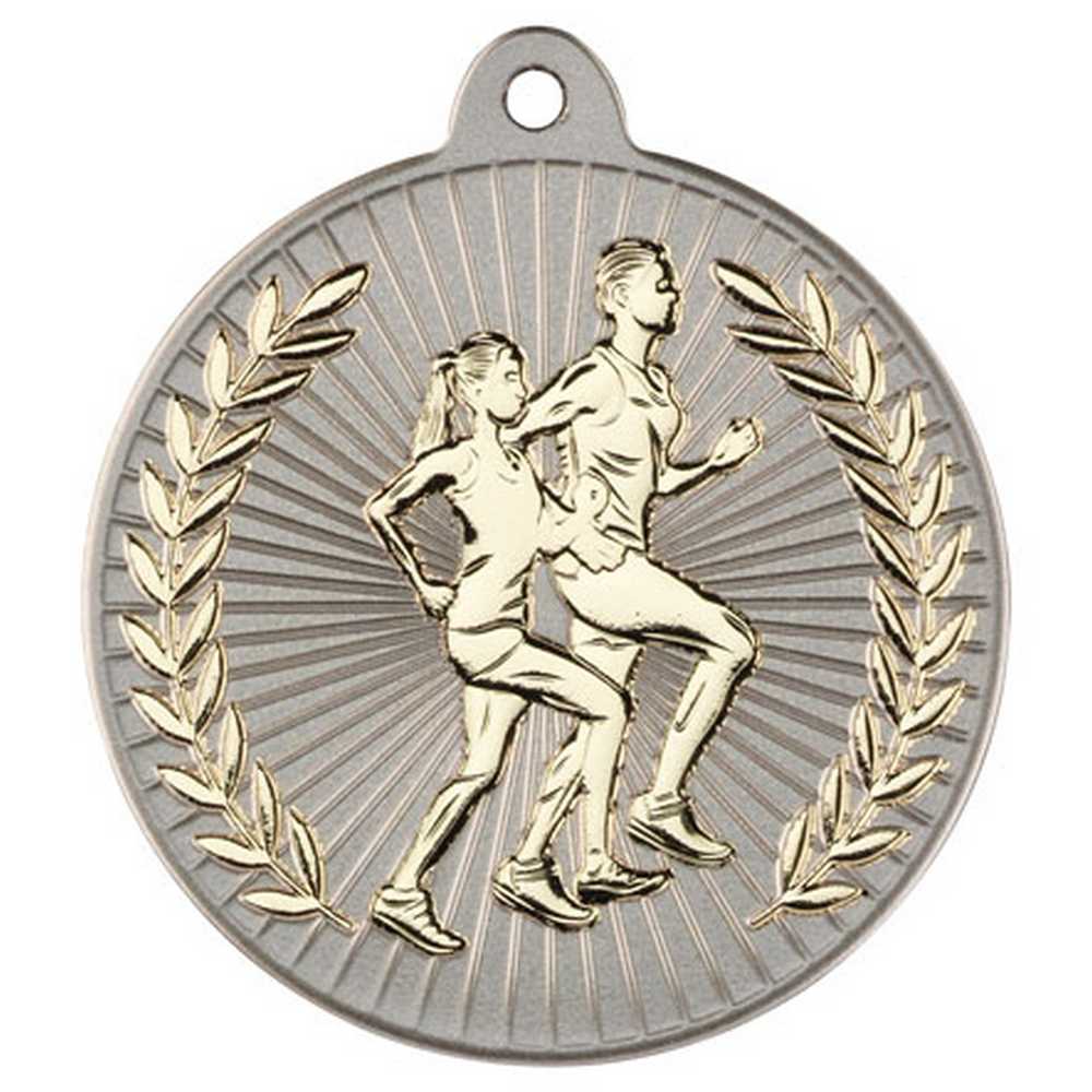 RUNNING TWO COLOUR MEDAL MATT SILVER/GOLD - 2in - Optimum Teamwear