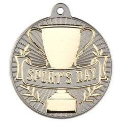 SPORTS DAY TWO COLOUR MEDAL MATT SILVER/GOLD - 2in - Optimum Teamwear