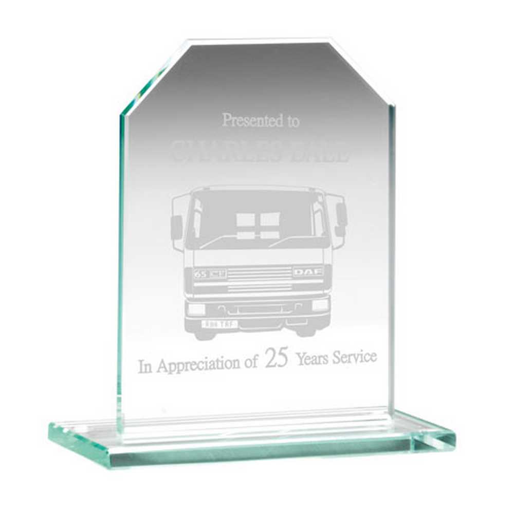 JADE GLASS CHAMFERED RECTANGLE PLAQUE (6mm THICK) - 3.75in