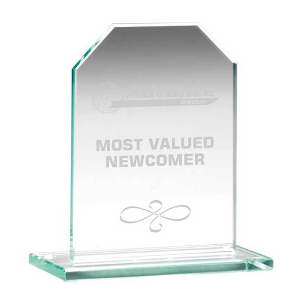 JADE GLASS CHAMFERED RECTANGLE PLAQUE (6mm THICK) - 3.75in