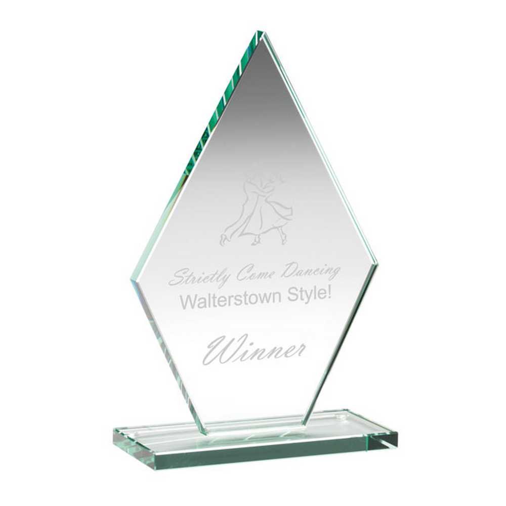 JADE GLASS TALL DIAMOND PLAQUE (10mm THICK) - 7in