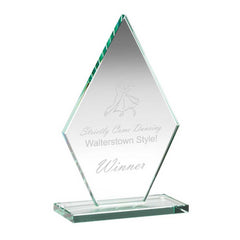 JADE GLASS TALL DIAMOND PLAQUE (10mm THICK) - 7in