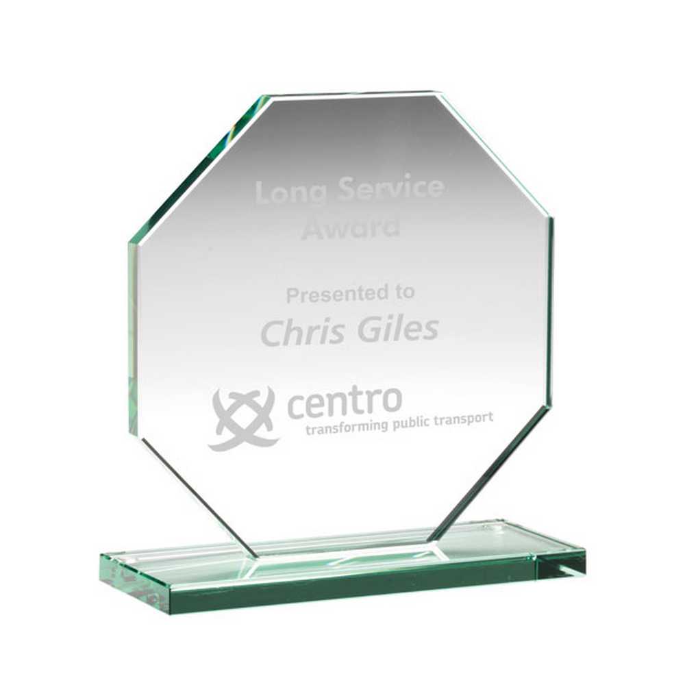 JADE GLASS OCTAGON PLAQUE (10mm THICK) - 4in