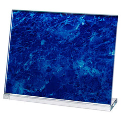 BLUE MARBLE BACKED CLEAR GLASS LANDSCAPE PLAQUE - 7.5 x 9.5in