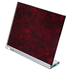 RED MARBLE BACKED CLEAR GLASS LANDSCAPE PLAQUE - 7.5 x 9.5in