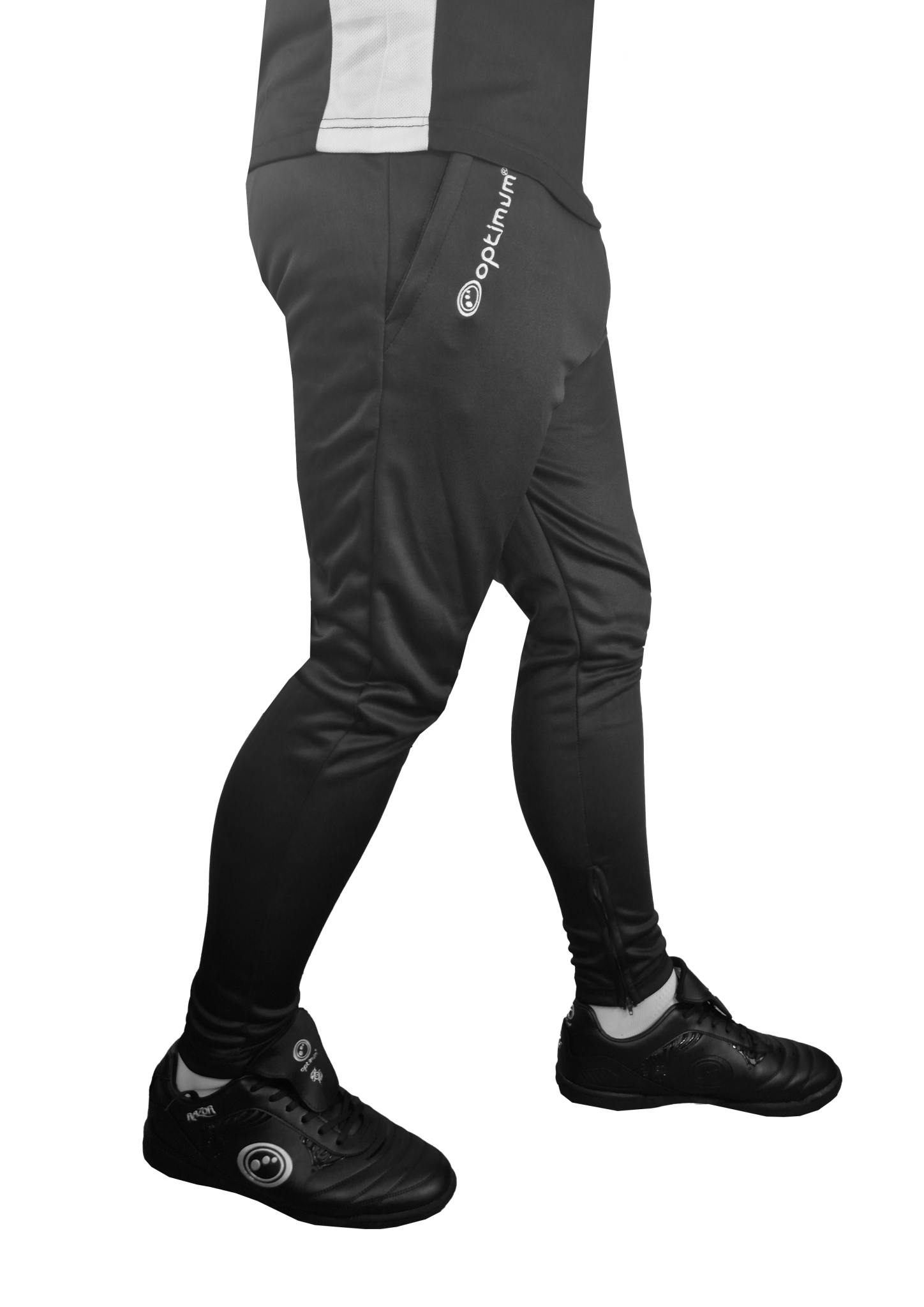 Optimum Tempo Skinny Tapered Jogging Bottoms Black - Optimum Teamwear