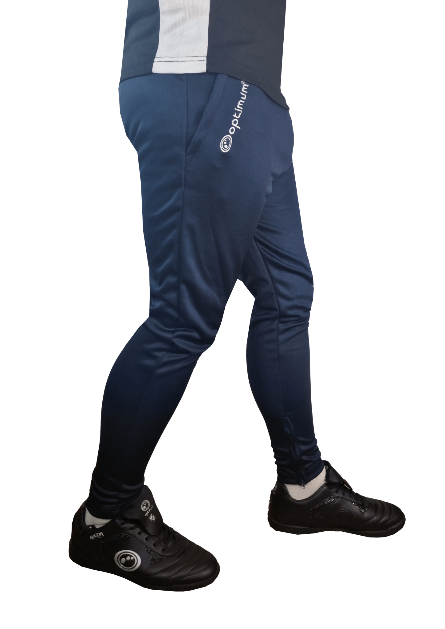 Optimum Tempo Skinny Tapered Tracksuit Bottoms Navy - Optimum Teamwear